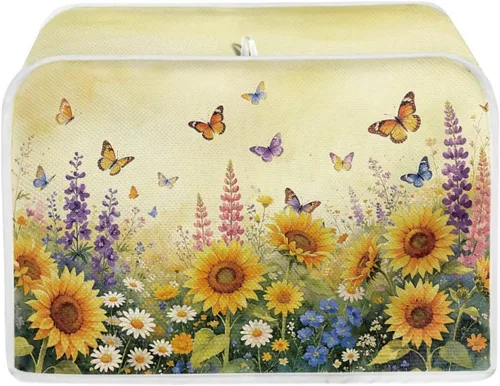 Vista 15 de Talayituse Cubierta para tostadora con estampado de flores de gato, ranura ancha de 2 rebanadas, cubierta ligera para tostadora, protección contra