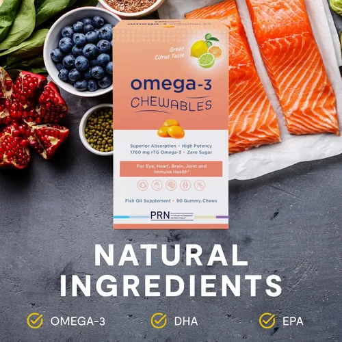Vista 6 de Gomitas masticables Omega 3 – 90 masticables de gel, suministro para 30 días, sabor cítrico, 1760 mg rTG ultra puro Omega 3 para la salud