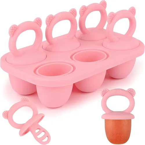 Vista 11 de Sakolla Moldes de silicona para paletas de bebé con 6 cavidades, moldes para paletas de leche materna para aliviar la dentición, molde de paletas