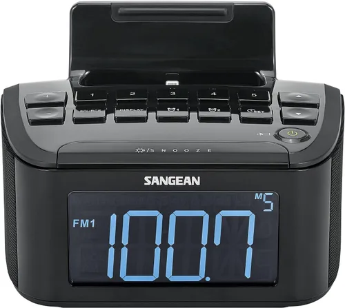 Vista 3 de Sangean America, Inc. RCR-28 AM/FM-Stereo/Aux-in Digital Tuning Radio reloj con conector Lightning Dock para iPhone 5/5s/5c/6/6Plus/6s/6sPlus, negro