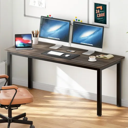 Vista 90 de DlandHome Escritorio pequeño para computadora de 31.5 pulgadas, mesa de escritura para espacios pequeños, mesa de estudio, escritorio para Negro