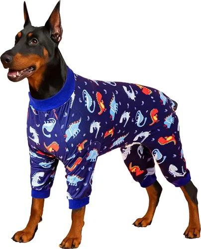 Vista 7 de Lovinpet Ropa para perros Pitbull – Lucky Stars - Ropa acogedora para perro, ajuste delgado, mameluco de Pitbull, pijama ligero sin botones, pijamas