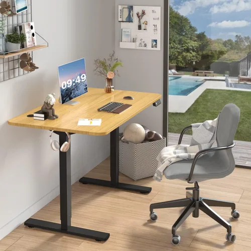 Vista 90 de Furmax Escritorio eléctrico de altura ajustable grande de 55 x 24 pulgadas, escritorio de pie para oficina en casa, escritorio de computadora