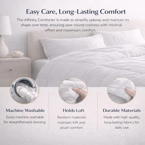 Vista 4 de Continental Bedding Affinity - Edredón de tamaño Queen acolchado para todas las estaciones, relleno de edredón alternativo con pestañas
