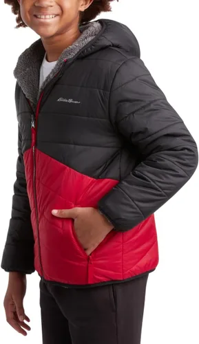 Vista 3 de Eddie Bauer Chaqueta reversible para niños - Abrigo acolchado con capucha con forro polar ligero para niños (5-20)