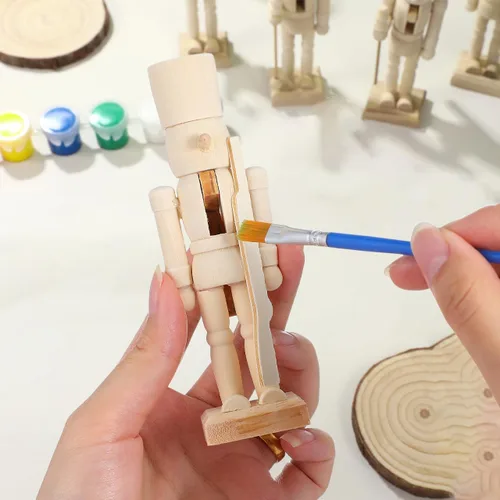 Vista 8 de BESPORTBLE 3 piezas de cascanueces de madera para pintar, cascanueces de Navidad sin terminar, soldado, mini figuras de madera, manualidades