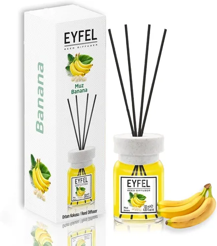 EYFEL - Juego de difusor de varillas de plátano, 4.05 onzas líquidas, varillas perfumadas para decoración del hogar y el baño