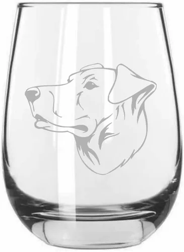 Vista 401 de Sakhalin Husky Dog - Copa de vino grabada personalizada de 15.25 onzas sin tallo
