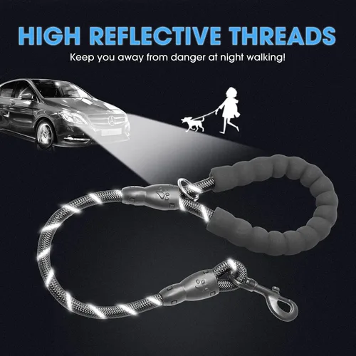 Vista 4 de BAAPET - Correa para perro de 2, 4, 5, 6 pies con mango acolchado cómodo y hilos altamente reflectantes para perros pequeños, medianos y grandes