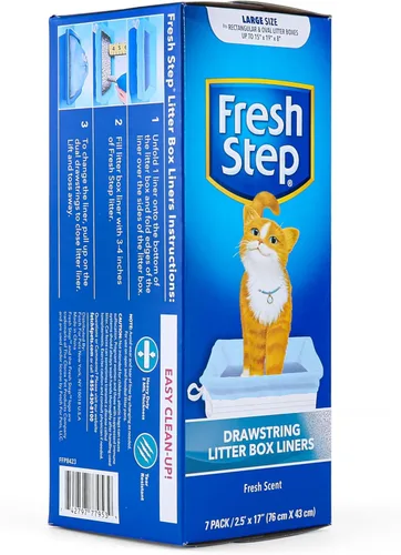Vista 3 de Fresco Paso Cordón Cat Litter Box Liners, perfumado, tamaño jumbo, 36" x 19" - 7 unidades por caja, 2 cajas