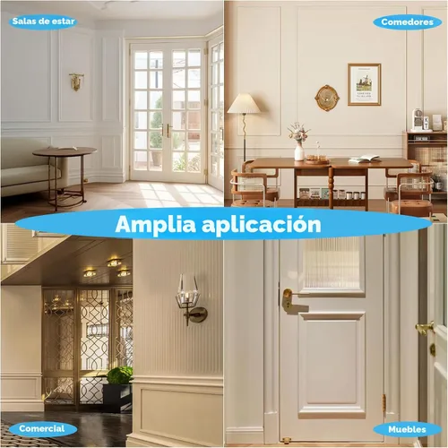 Vista 9 de Art3d Juego de 6 piezas de molduras de pared precortadas, paneles de wainscoting listos para armar para decoración de paredes interiores, sala