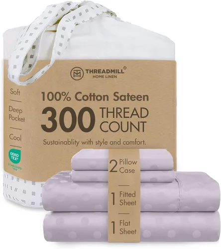 Vista 14 de Threadmill Juego de sábanas de algodón Twin Sábanas 100% algodón para cama tamaño Twin Juego de sábanas de satén jacquard damasco con bolsillo