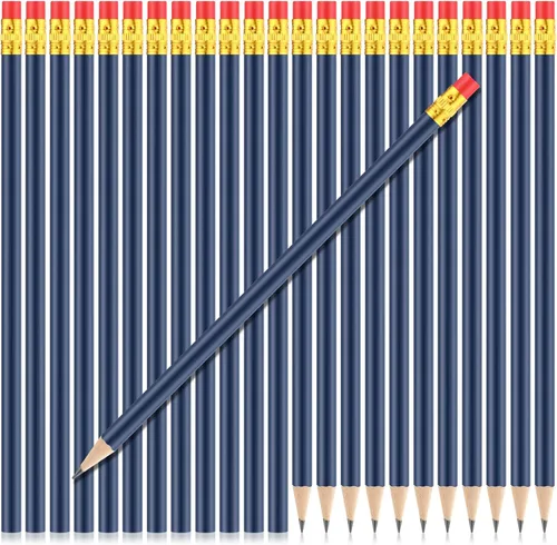 Vista 12 de Outus Lápices redondos HB, 24 lápices redondos de grafito, lápices de madera con borrador, lindo paquete de lápices para dibujo escolar, bocetos