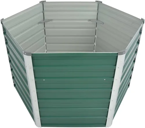 Vista 3 de Cama elevada de acero galvanizado de 50.8 x 50.8 x 31.3 pulgadas, color verde, cama de jardín elevada, macetas al aire libre para jardín de hierbas