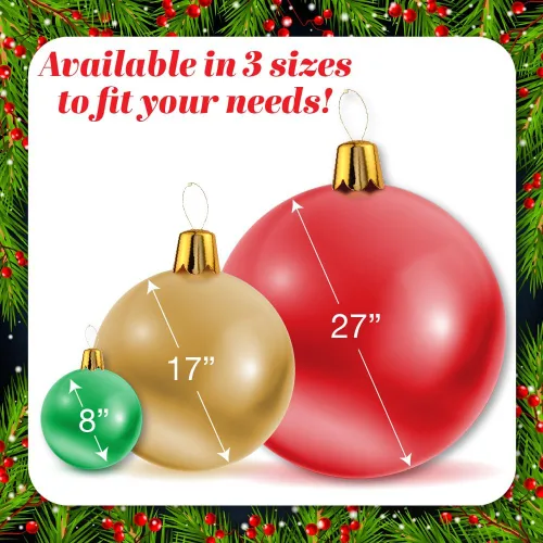 Vista 2 de Adornos inflables de Navidad – Bolas de Navidad de gran tamaño de 8", 17", 27" para patio exterior, césped, árbol - Decoración navideña para Rosa
