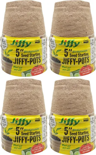 Vista 10 de Jiffy Maceta - Semilla orgánica de inicio, macetas biodegradables para plántulas - 5 pulgadas, 100 macetas - Turba