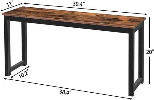 Vista 3 de HOOBRO Banco de comedor, par de 2 bancos de interior de estilo industrial, marco de metal duradero, para cocina, comedor, sala de estar, marrón