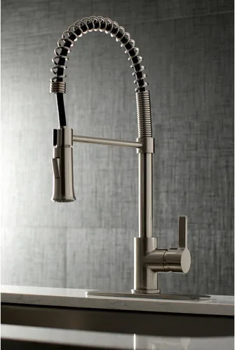 Vista 2 de Kingston Brass LS8678CTL Continental - Grifo de cocina de preenjuague, 8" en alcance de la boquilla, níquel cepillado