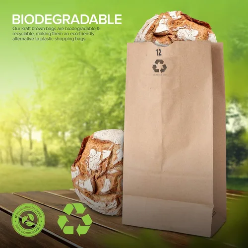 Vista 6 de Stock Your Home Bolsas de almuerzo de papel kraft de 12 libras (100 unidades) – Bolsas de almuerzo desechables a granel, bolsa en blanco de gran