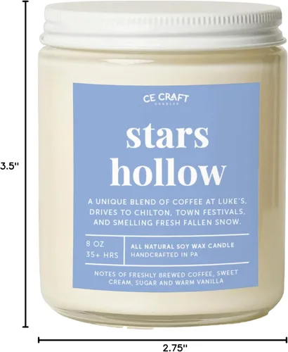 Vista 7 de CE Craft Vela perfumada Stars Hollow – Regalo para ella, vela perfumada de cera de soja, vela perfumada de café, regalo divertido para ella, vela