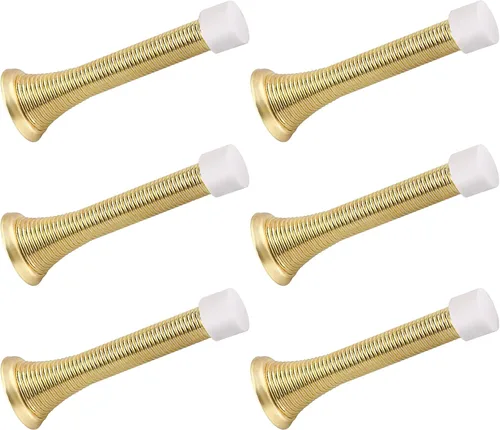 Vista 12 de Paquete de 2 topes de resorte para puerta, color negro, topes de puerta de resorte flexibles de 3-1/4 pulgadas con puntas de parachoques de goma