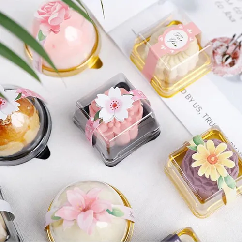 Vista 4 de Potente molde de pastel de luna 1.76 oz-4pcs flor de prensa blanca