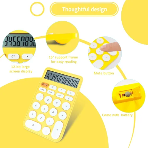Vista 2 de Calculadora estándar de 12 dígitos, pantalla grande de escritorio y botones, calculadora con pantalla LCD grande para oficina, escuela, hogar