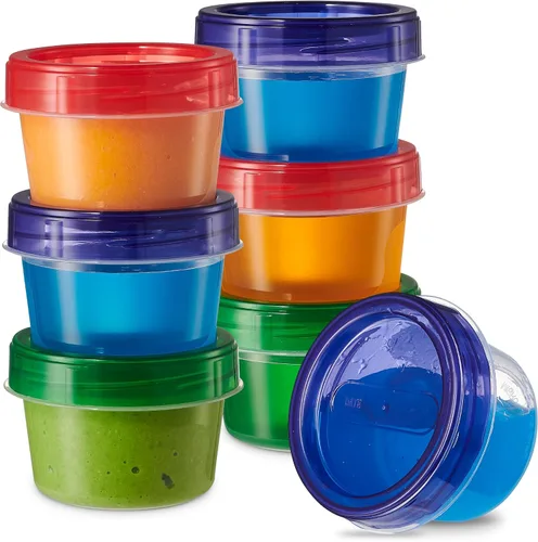 ELEGANT DISPOSABLES Contenedores de almacenamiento de alimentos para bebés, tarros de almacenamiento de alimentos de 4 onzas con tapas giratorias de