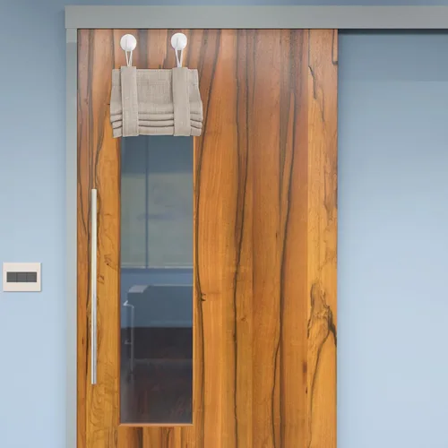 NICETOWN Cortinas pequeñas para puerta francesa con ganchos autoadhesivos, cortinas opacas de lino sintético con aislamiento térmico para puertas