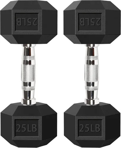 Vista 8 de Balelinko Rubber Grip Encased Dumbbell Cast Iron Weight with Anti-Slip Handle Dumbbell -Strength Training Equipment - Home Gym Accessories - Full