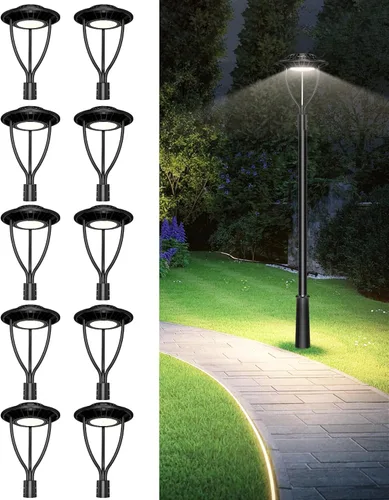 Vista 12 de Luz LED de poste superior de 60 W con sensor de atardecer a amanecer, DLC ETL listado 8400Lm IP65 impermeable al aire libre poste luz para jardín