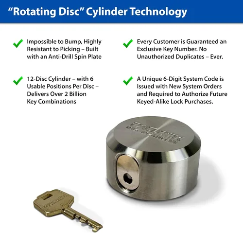 Vista 3 de PACLOCK's 7-Series Flat Back Puck w/Tapped Holes, High Security Rotating Disc, Manufacturer-Controlled Key Assigning, Exclusive Key Number, U-Pick!