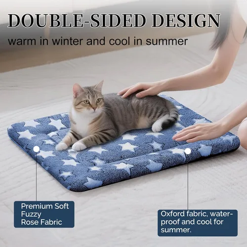 Vista 3 de Tapete cama para perro, almohadilla reversible para jaula y linda cama para perros - Alfombrilla lavable a máquina para perrera con ultra suave