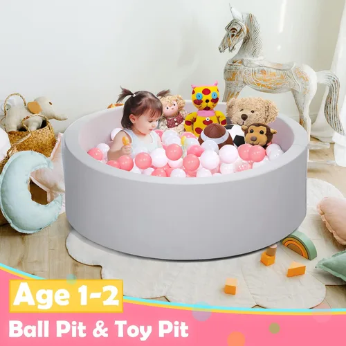 Vista 5 de Moncoland Piscina redonda de espuma para niños pequeños, gran pozo de pelotas para bebés con esponja suave, piscina de pelotas para niños, idea