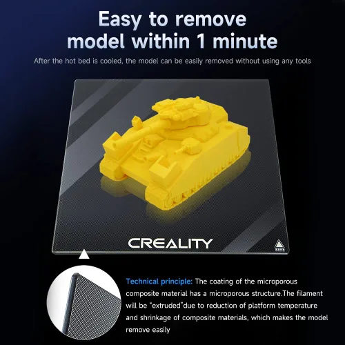 Vista 5 de Creality Plataforma oficial de impresora 3D Ender 3 Max Neo Glass Bed 3D, placa de vidrio templado de 12.598 x 12.205 in, superficie de construcción