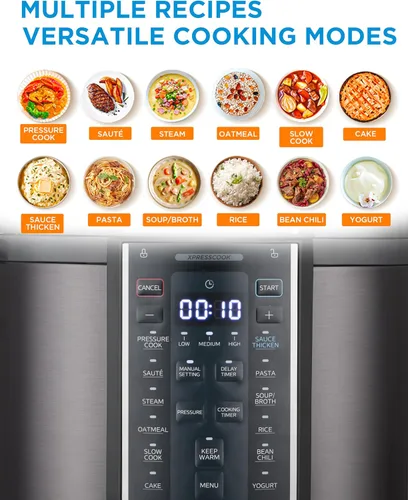 Vista 3 de Midea Olla a presión eléctrica 12 en 1, 6 cuartos de galón, 12 preajustes, olla de cocción lenta programable multifuncional, olla arrocera