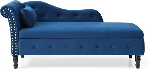 Vista 35 de Holaki Tumbona de almacenamiento de terciopelo, banco de almacenamiento para el extremo de la cama con almohada, sillón copetudo con botones