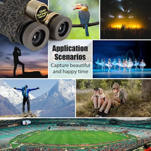 Vista 7 de Binoculares telescopios para adultos con gafas HD de 12 x 42 pulgadas, gran ángulo de visión con visión nocturna baja y clara IPX7, impermeable