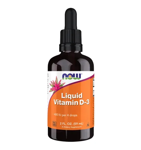 NOW Foods Vitamina D-3 líquida 400Iu/4 gotero, 2 onzas líquidas (paquete de 2)