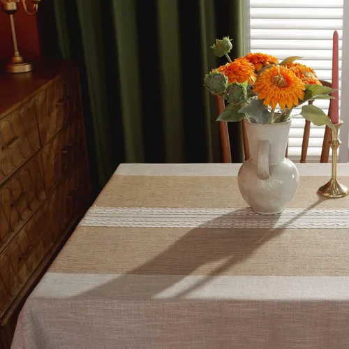 Vista 3 de Laolitou - Manteles impermeables con borla cosida, de lino y algodón, sin arrugas, decoración para la mesa del comedor, fiestas, vacaciones