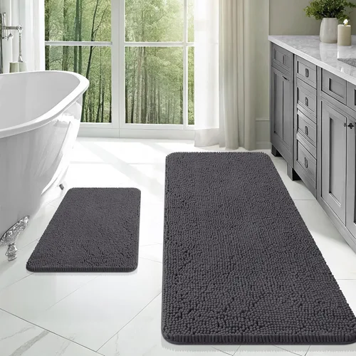 Vista 116 de OLANLY Juego de 2 alfombras de baño de felpilla suave y absorbente, antideslizantes, de secado rápido, lavables a máquina, accesorios de decoración