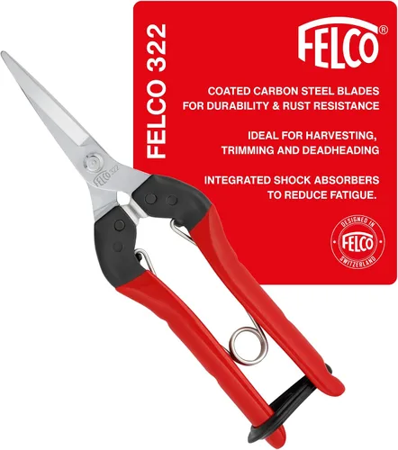 Felco F322 Tijeras de podar – Cortadores de jardín de 9.84 pulgadas con hoja curva y punta redondeada | Tijeras de podar para jardinería | Tijeras