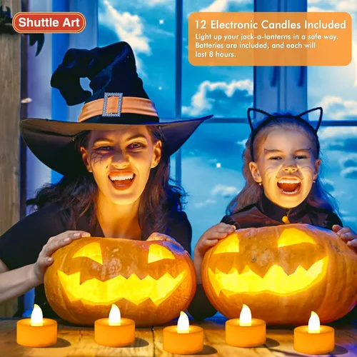 Vista 7 de Shuttle Art Kit de 35 piezas de tallado de calabaza de Halloween, 11 herramientas profesionales de tallado de calabaza de acero inoxidable con 10