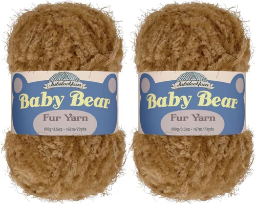 Vista 47 de JubileeYarn - Ovillo de lana de oso de bebé, piel de poliéster, 3.53 onzas/madeja, color blanco, 2 madejas