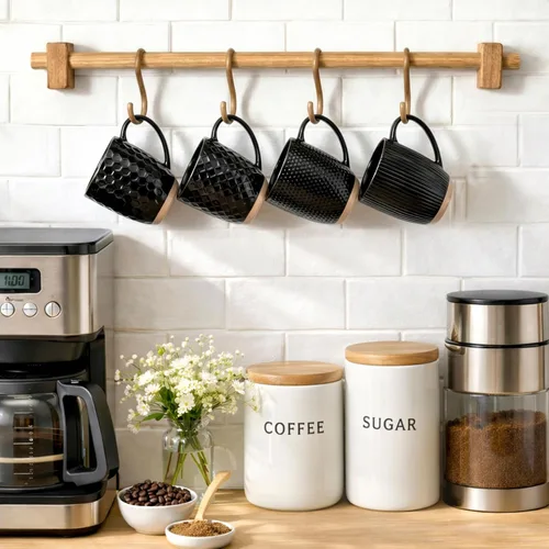 Vista 6 de GBhome Juego de 4 tazas de café grandes hechas a mano de 16 onzas con mango grande para capuchino, café con leche, té, cacao caliente, aptas