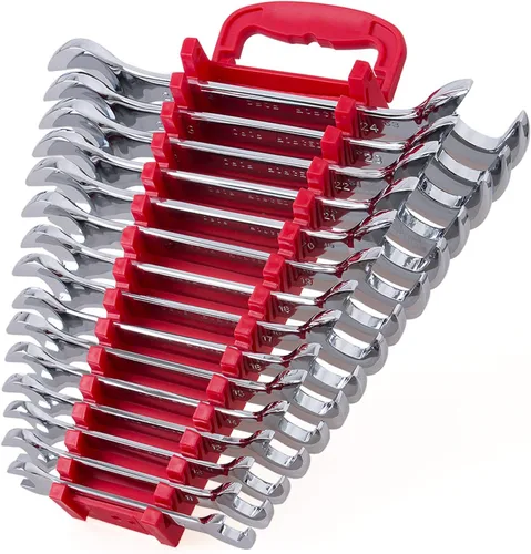 Vista 7 de Juego de llaves de extremo abierto de cabeza angular premium de 14 piezas, acero cromo vanadio Incluye tamaños estándar en pulgadas 3/8, 7/16