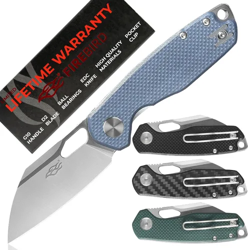 Vista 9 de Firebird GANZO FH924-BK Cuchillo Plegable de Bolsillo con Rodamiento de Bolas Wharncliffe Hoja de Acero D2 Mango G10 Antideslizante con Clip Camping