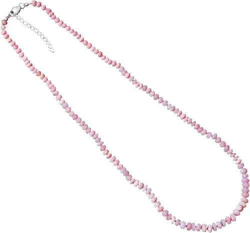 A&M Gems - Collar de cuentas de ópalo rosa anudado a mano, collar hecho a mano de ópalo rosa peruano, collar de rondelle de 0.197-0.236 in, collar