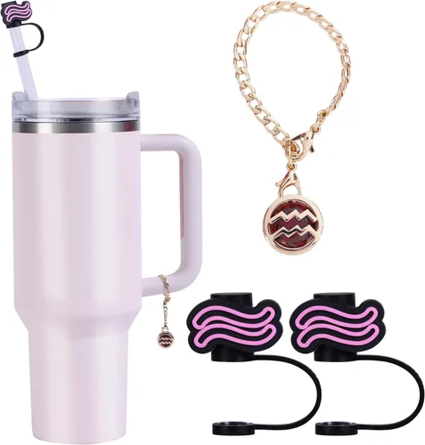 (2+1) 2 cubiertas de paja de constelación para copa Stanley de 30 y 40 onzas, 0.394 in con 1 pieza Stanley Cup de circón accesorios de constelación