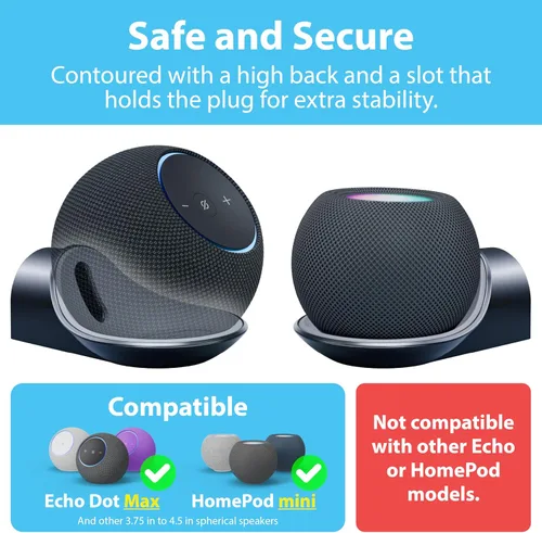Vista 5 de TotalMount Soporte de pared premium para Echo Dot MAX, HomePod Mini y más (fácil instalación, forro suave y ajuste seguro)